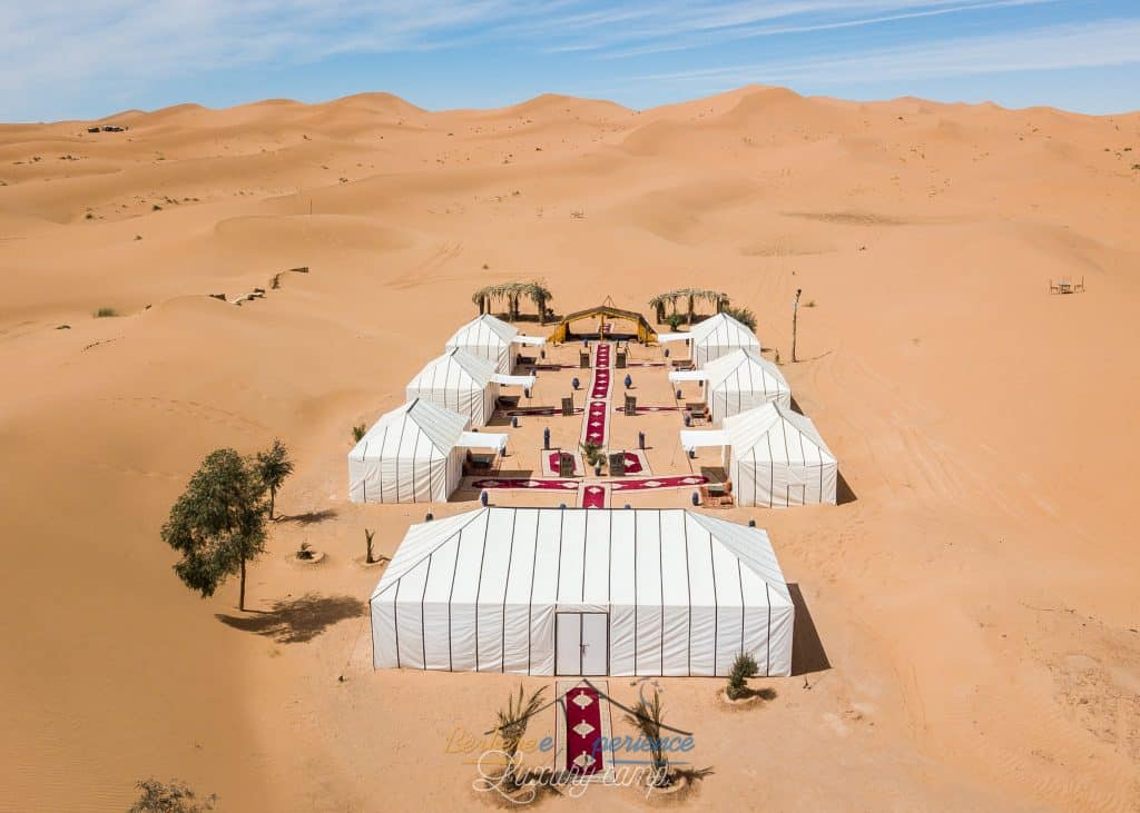 Tent in desert camp at Merzouga - Morocco Sahara desert tours